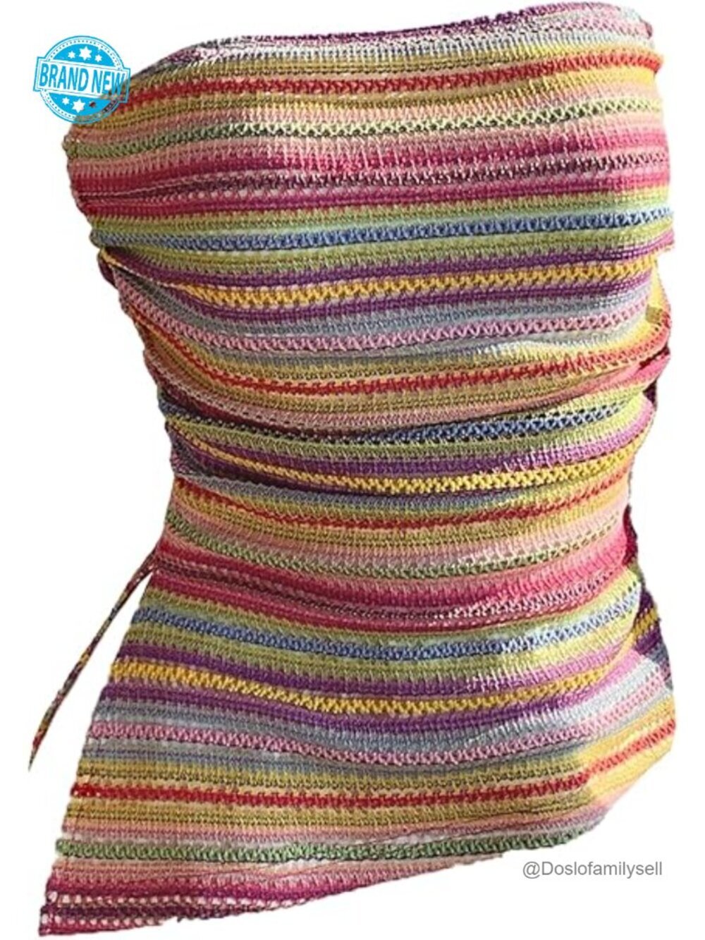 WDIRARA Plus Size Colorful Striped Ruched Tube Top Strapless Bandeau